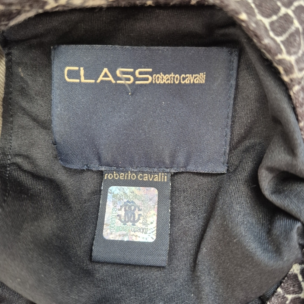 Roberto Cavalli Class Top Greige Python Print Bro… - image 4